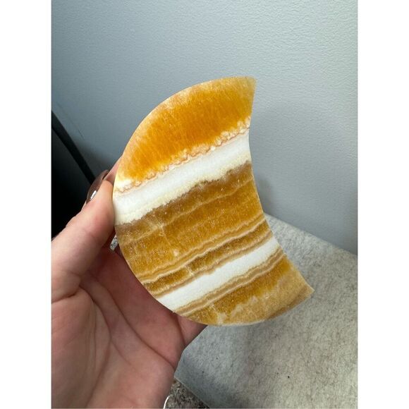 Banded Orange Calcite Moon - Picture 5 of 8